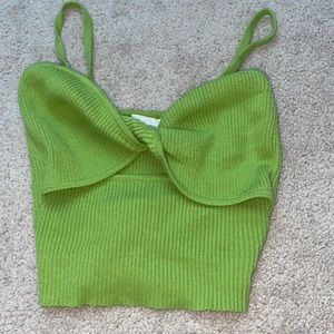 green ribbed cut out tank